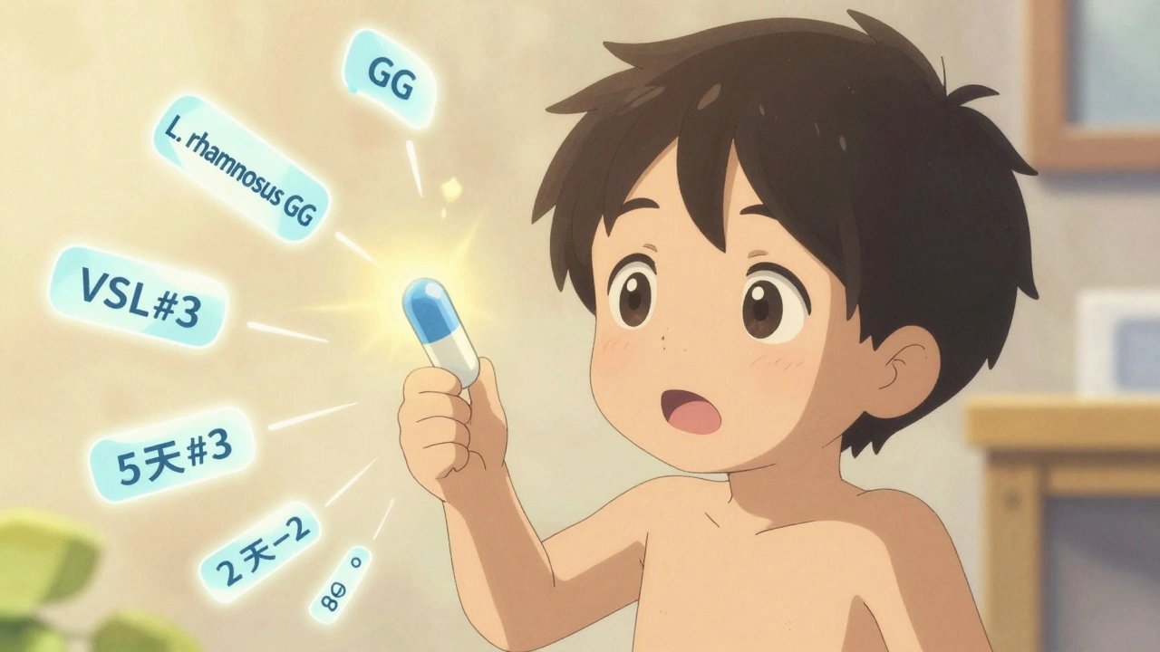 Child using probiotic capsule to shorten diarrhea duration in warm glowing scene