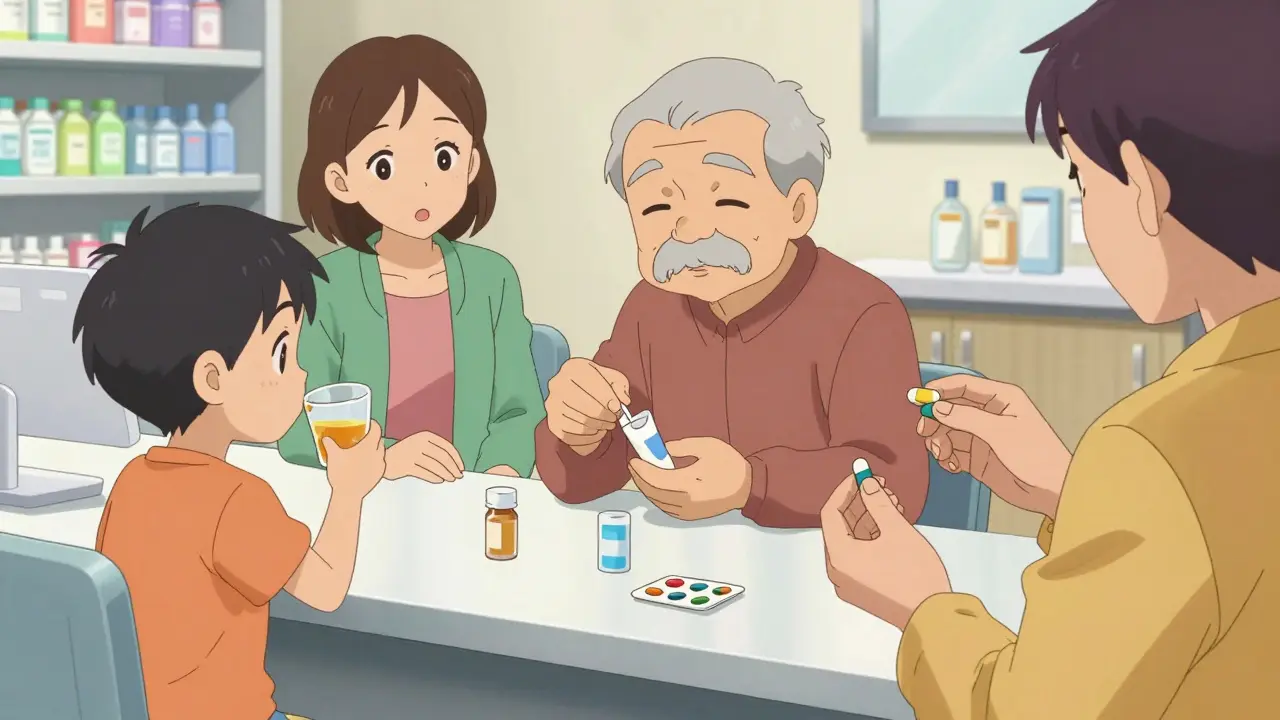 Patients receiving tailored medicine forms like liquid or cream.