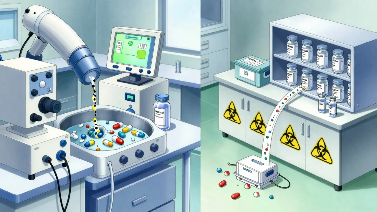 Split view showing medicine flow and vaccine flow into separate databases