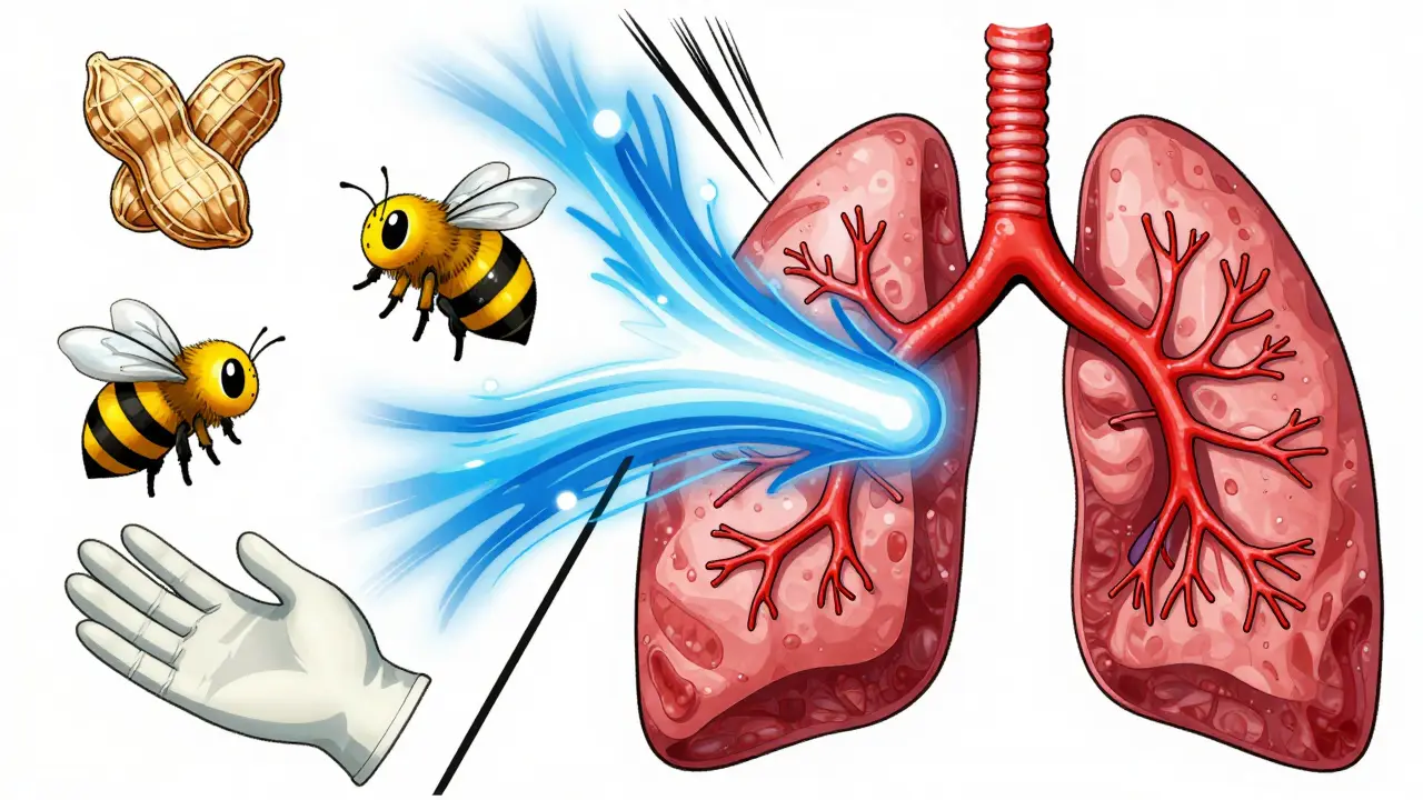 Manga illustration of allergy triggers and the biological effect of epinephrine